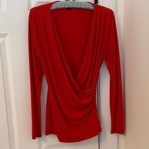 Elegant Orange Drape Front Women's Top